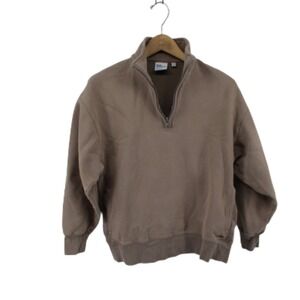 Aritzia TNA Brown Quarter Zip Sweatshirt Womens Small Cozy Fleece Oversized Pull